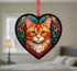 Ginger Cat Stained Glass Effect Heart Suncatcher